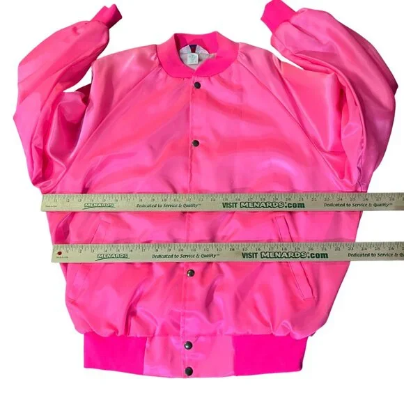 Vintage West Ark Pink Satin Bomber Jacket Women's XL Made in USA Used - Picture 7 of 16